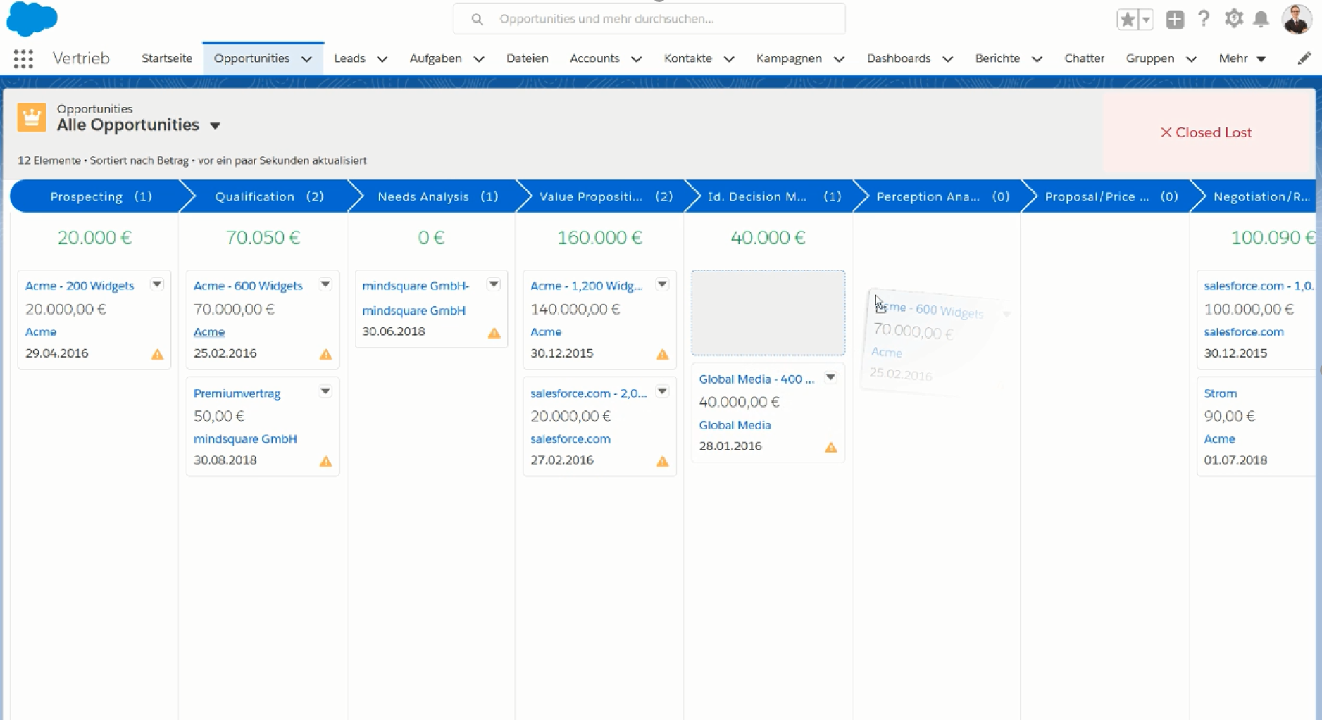 Salesforce Opp Kanban