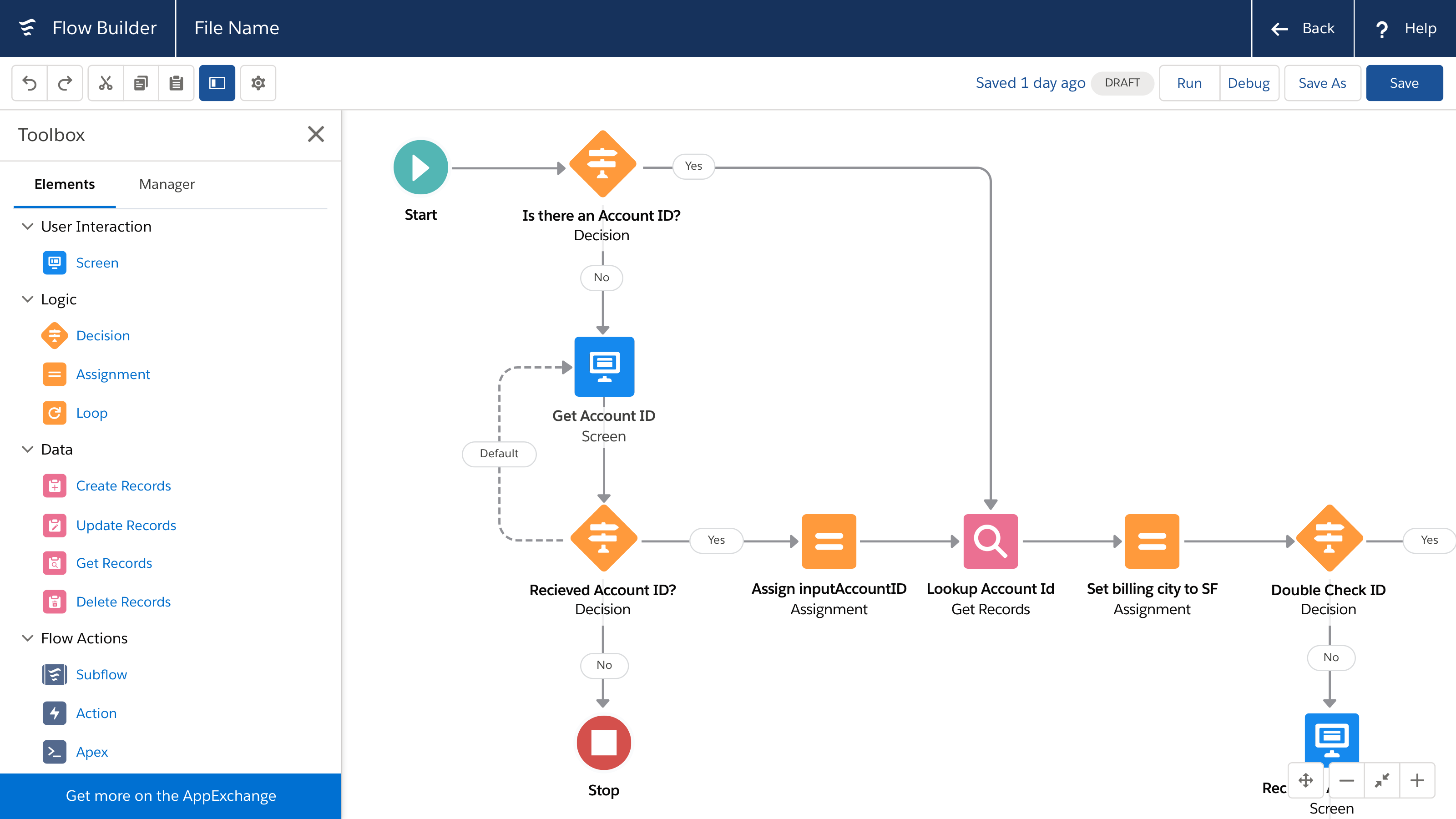 Moderne Nutzeroberfläche des mit dem Spring 19 Release veröffentlichten Flow Builder