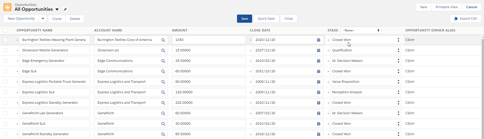 Salesforce Mass Editor. Editieren Sie mit dieser Erweiterung viele Records auf einmal.