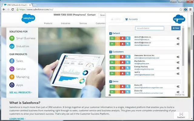 Organisieren Sie viele Orgs, wechseln sie zwischen verschiednenen und behalten Sie den Überblick mit dieser Salesforce Erweiterung für Chrome