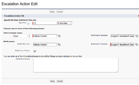 Abbildung 4: Escalation Action Edit