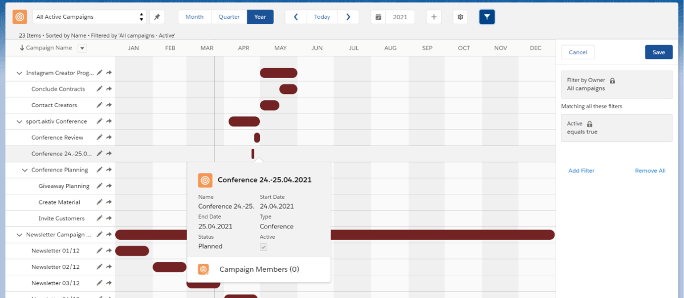 Kampagnenkalender für Salesforce