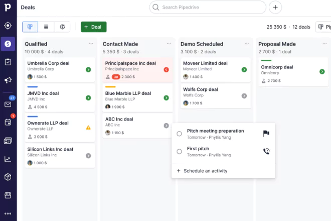 Pipedrive Customer Kanban Pipeline | CRM-Systeme im Vergleich