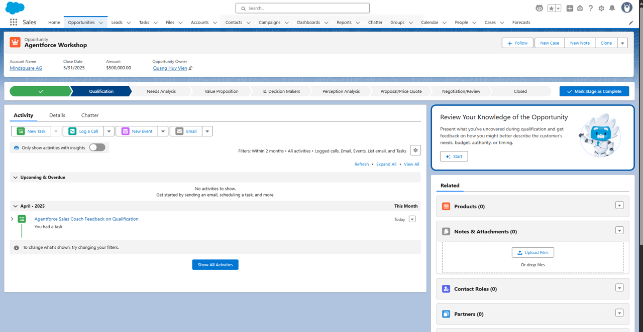 Der Agentforce Sales Coach in Salesforce