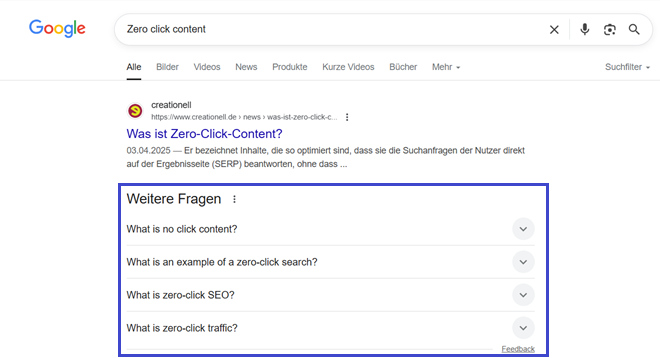 PAA-Boxen als Zero-Click Content