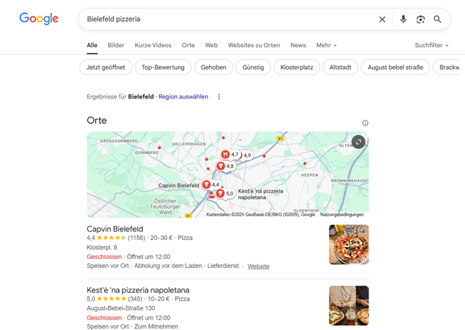 Lokale Suchergebnisse als Zero-Click Content